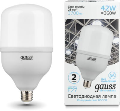 

Лампа Gauss Elementary LED T120 E27 42W 3700lm 180-240V 6500K (63234), 63234