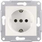 SE Sedna Бел Розетка 1-я с/з с защитными шторками с крышкой (SDN3100121)