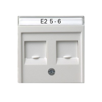 Gira S-55 Бел глянц Накладка 2-ой прямой ТЛФ/комп розетки (Суппорт арт. G19х00) (G66303)