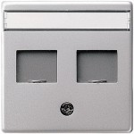 Gira E22 Алюминий Накладка 2-ой прямой ТЛФ/комп розетки (Суппорт арт. G19х00) (G663203)