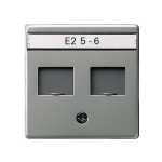 Gira E22 Сталь Накладка 2-ой прямой ТЛФ/комп розетки (Суппорт арт. G19х00) (G66320)