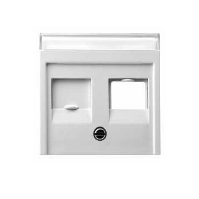 Gira S-55 Алюминий Накладка 2-ой прямой ТЛФ/комп розетки (Суппорт арт. G19х00) (G66326)