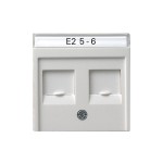 Gira S-55 Бел Накладка 2-ой прямой ТЛФ/комп розетки (Суппорт арт. G19х00) (G66327)