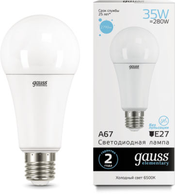 

Лампа Gauss LED Elementary A67 35W E27 2790lm 6500K (70235), 70235