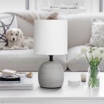 Настольная лампа Rivoli Sheron 7044-501 1 * Е14 40 Вт керамика серая с абажуром