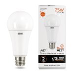 Лампа Gauss LED Elementary A67 25W E27 2000lm 3000K (73215)