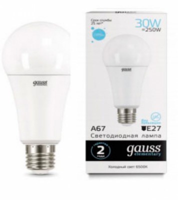 

Лампа Gauss LED Elementary A67 30W E27 2390lm 6500K (73239, 73239