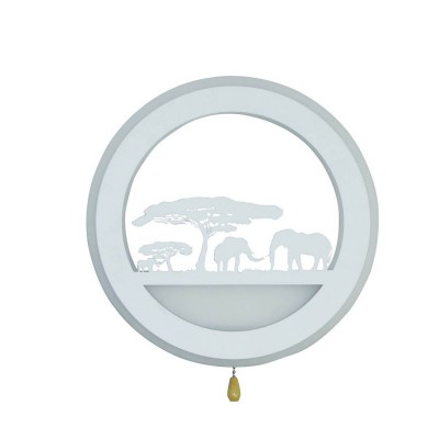 Светильник настенный для детской 074110,24 Бра Сафари белый h4 d22  Led 26W (3000+4000k + розовая подсветка) Kink light