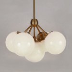 Люстра Modo 5 Brass Color  &Amp; White Glass By Imperiumloft
