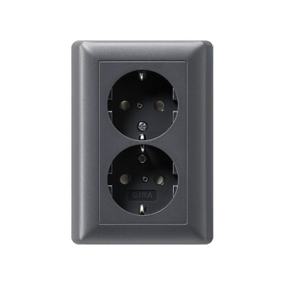 Gira S-55 Антрацит Розетка 2-я с/з с пиктограммой (G78328)
