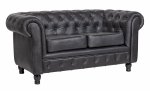 Диван из черной кожи Chesterfield Black Leather 2S MAK interior 7LV24004-2-BGL Черный