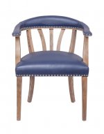 Мягкий стул с подлокотниками Tanner Blue Leather MAK interior 7LV262-BL Синий