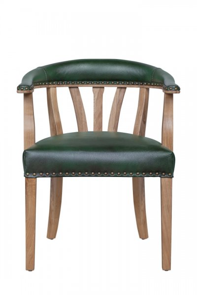 Мягкий стул с подлокотниками Tanner Green Leather MAK interior 7LV262-GR Зеленый