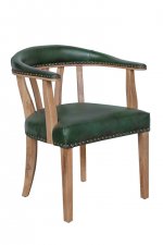 Мягкий стул с подлокотниками Tanner Green Leather MAK interior 7LV262-GR Зеленый