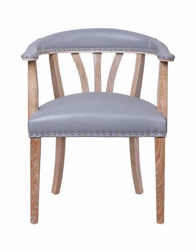 Мягкий стул с подлокотниками Tanner Gray Leather MAK interior 7LV262-G Серый