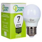 Лампочка светодиодная Экономсвет 7W Экономь свет G45 LED 4200K E27