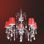 Люстра с красными абажурами Colosseo 80910/5 Vittoriana