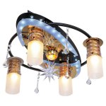 Люстра в стиле Космос Экономсвет 8257/4+1BK GD RC LED