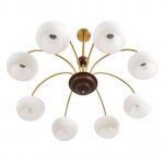 8323/8C MODERNI LN латунь/белый, металл/стекло/дерево Люстра потолочная E27 8*60W 220V LARINA