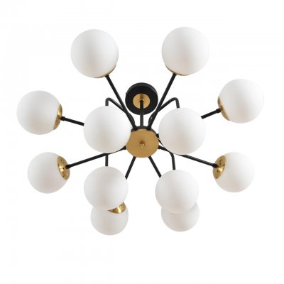 8375/12C MODERNI LN черный/латунь/белый, металл/стекло Люстра потолочная E27 12*60W 220V ELRONA