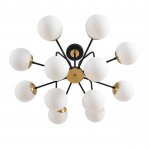 8375/12C MODERNI LN черный/латунь/белый, металл/стекло Люстра потолочная E27 12*60W 220V ELRONA