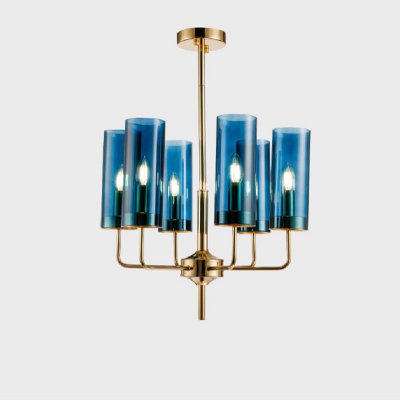 Люстра Hans-Agne Jakobsson Brass Blue Glass Tube Chandelier Hans-Agne Jakobsson in 1970  6 Синий ImperiumLoft 84593-22