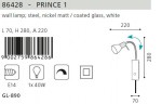 Светильник поворотный спот Eglo 86428 PRINCE 1