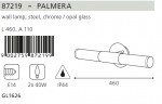 светильник для ванной комнаты и зеркал Eglo 87219 PALMERA