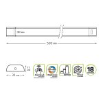 Светильник сенсорный Gauss модель B 9W 650lm 2700K-6500K 170-260V 500mm диммируемый IR (9019531209-T)