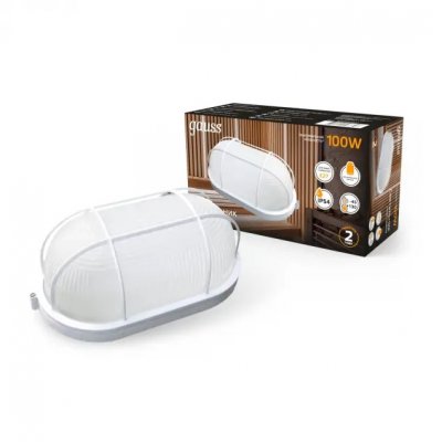 Светильник Gauss НБП IP54 280*160*115 овал с решеткой под лампу Е27 max 100W