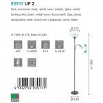 Торшер напольный с подсветкой для чтения Eglo 93917 UP 2 черный никель