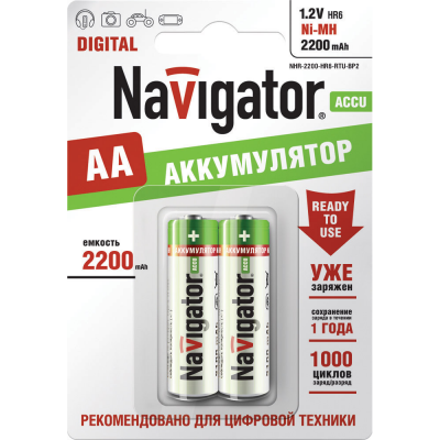 Аккумулятор AA Navigator 94 785 NHR-2200Mh (2шт) Аккумулятор AA Navigator 94 785 NHR-2200Mh (2шт)