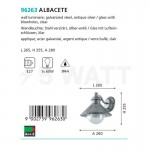 Уличный светильник настенный Eglo 96263 ALBACETE