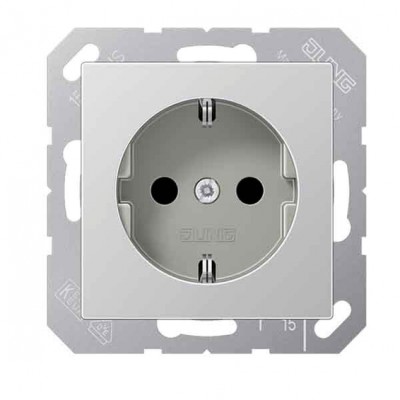 JUNG A 500 Алюминий Розетка-SCHUKO с/з с защитными шторками, авт.зажим (A1520KIAL) JUNG A 500 Алюминий Розетка-SCHUKO с/з с защитными шторками, авт.зажим (A1520KIAL)