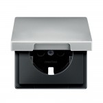 JUNG A 500 Антрацит Розетка с/з с крышкой безвинт. зажим (A1520BFKLANM)