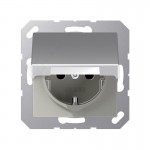 JUNG A 500 Алюминий Розетка с/з с защитными шторками с крышкой безвинт зажим (A1520KIKLAL)