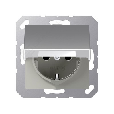 JUNG A 500 Алюминий Розетка-SCHUKO с крышкой, авт.зажим (A1520KLAL) JUNG A 500 Алюминий Розетка-SCHUKO с крышкой, авт.зажим (A1520KLAL)