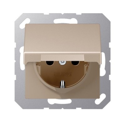 JUNG A 500 Шампань Розетка с/з с защитными шторками с крышкой безвинт зажим (A1520KIKLCH) JUNG A 500 Шампань Розетка с/з с защитными шторками с крышкой безвинт зажим (A1520KIKLCH)
