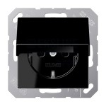 JUNG A 500 Черный Розетка с/з с крышкой безвинт. зажим 16A 250V (A1520KLSW)