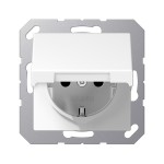 JUNG A 500 Бел Розетка с/з с крышкой безвинт. зажим (A1520KLWW)
