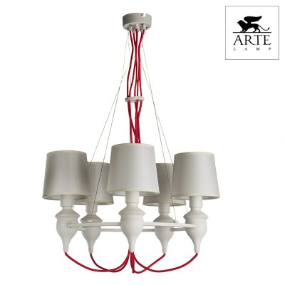 

Люстра белая с красным проводом Arte lamp a3325lm-5wh Sergio, A3325LM-5WH