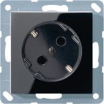 JUNG А 500 Черный Розетка с/з с защитными шторками под углом 45° безвинт зажим (A520-45SW)