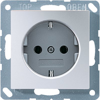 JUNG А 500 Алюминий Розетка с/з с защитными шторками безвинт зажим (A520KIAL) JUNG А 500 Алюминий Розетка с/з с защитными шторками безвинт зажим (A520KIAL)