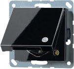 JUNG А 500 Черный Розетка с/з с защ. шторками с крышкой с индикацией напряжения безвинт зажим (A520KLKOSW)