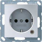 JUNG А 500 Алюминий Розетка с/з с защитными шторками с индикацией напряжения безвинт зажим (A520KOAL)