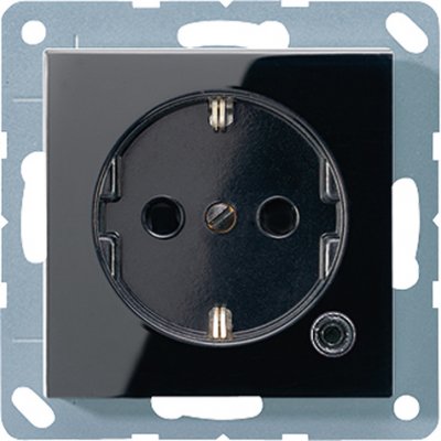 JUNG А 500 Черный Розетка с/з с защитными шторками с индикацией напряжения безвинт зажим (A520KOSW) JUNG А 500 Черный Розетка с/з с защитными шторками с индикацией напряжения безвинт зажим (A520KOSW)