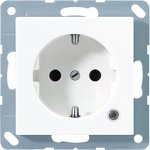 JUNG А 500 Бел Розетка с/з с защитными шторками с индикацией напряжения безвинт зажим (A520KOWW)