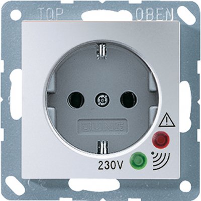 JUNG А 500 Алюминий Розетка с/з с защитными шторками с защитой от перенапряжения (A521KIUFAL) JUNG А 500 Алюминий Розетка с/з с защитными шторками с защитой от перенапряжения (A521KIUFAL)