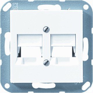 JUNG А 500 Бел Плата центральная для двойных модульных гнезд фирмы АМР (A569-25NWEWW) JUNG А 500 Бел Плата центральная для двойных модульных гнезд фирмы АМР (A569-25NWEWW)