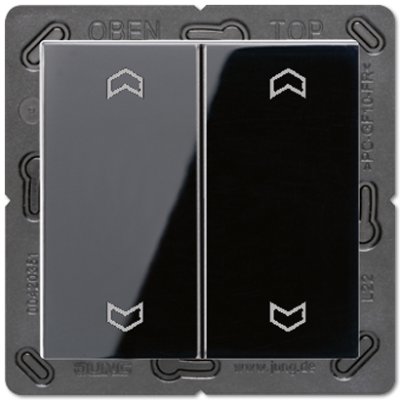 JUNG А 500 Черный Клавиша для двойной кнопки BCU нейтрал.положения с символами (A595MPSW) JUNG А 500 Черный Клавиша для двойной кнопки BCU нейтрал.положения с символами (A595MPSW)